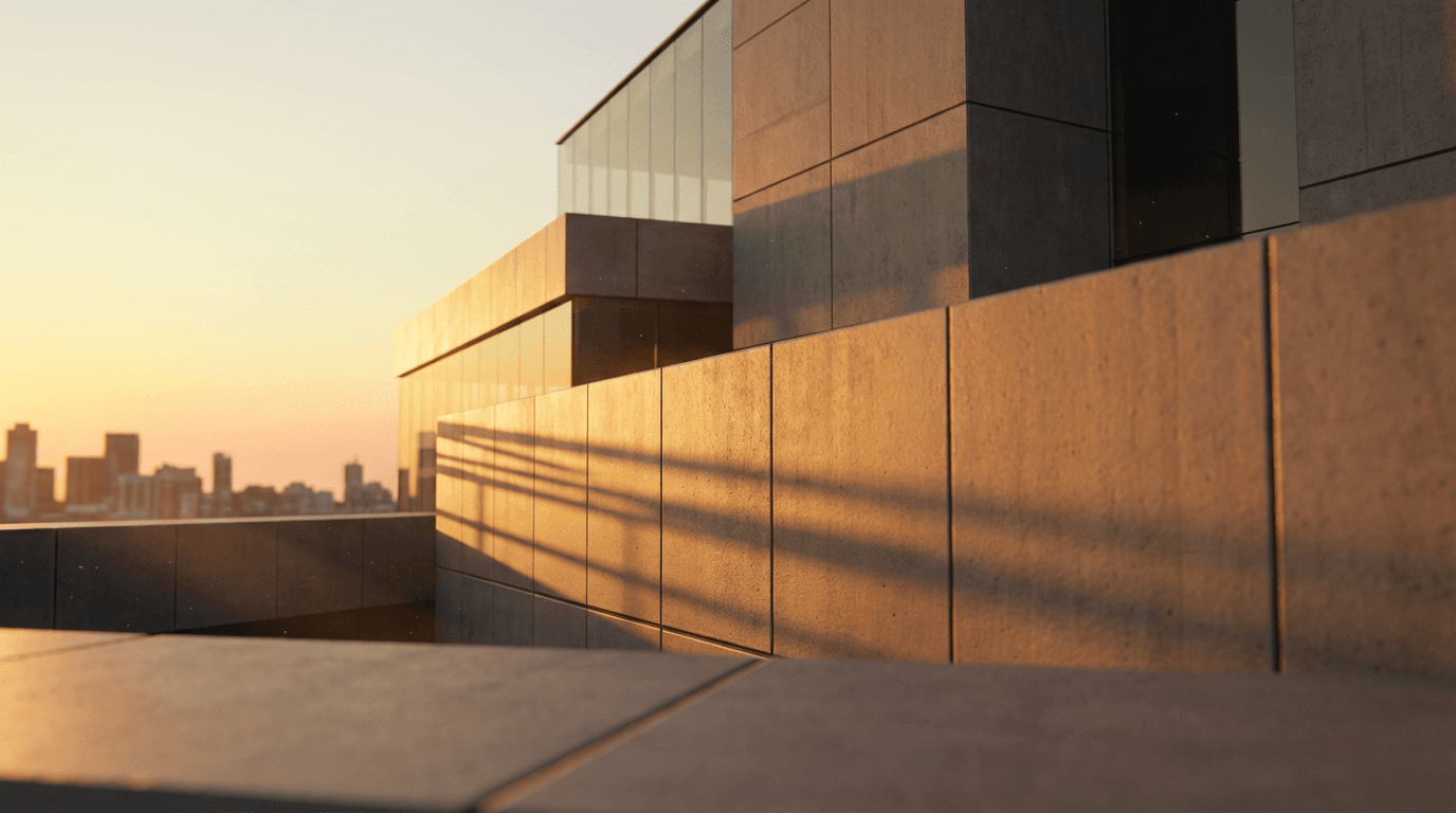 Architectural exterior shot of completed renovation work